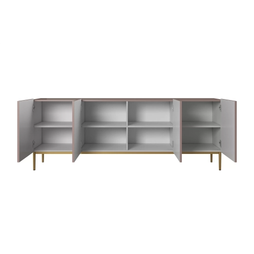 Komoda Nicole 200 cm na metalowych nogach - antyczny róż / złote nóżki - Limitowana oferta